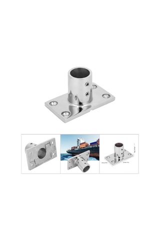 Vkemall 316 Paslanmaz Çelik Gemi Ray Bağlantısı, 25mm 1" İç Çap, Ayna Parlak, Tuzlu Su Dayanıklı, 4 Vidalı Sabitlenme