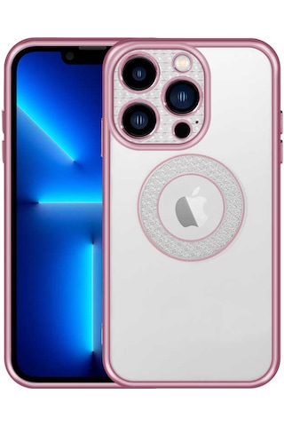 Apple Uyumlu iPhone 13 Pro Uyumlu Kamera Korumalı Logo Gösteren Zore Esta Kılıf-rose Gold Rose Gold -