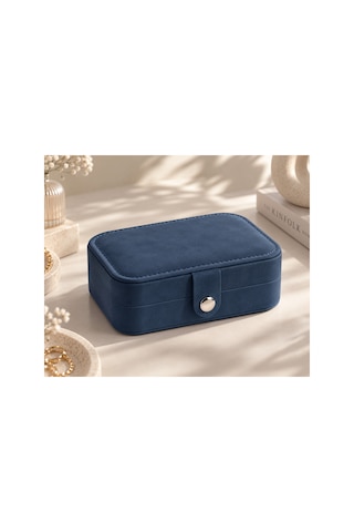 Essentials Collection Cove Lacivert Bölmeli Takı Kutusu Yüzük Küpe Kolye Düzenleyici Seyahat Organizeri Lacivert Lacivert