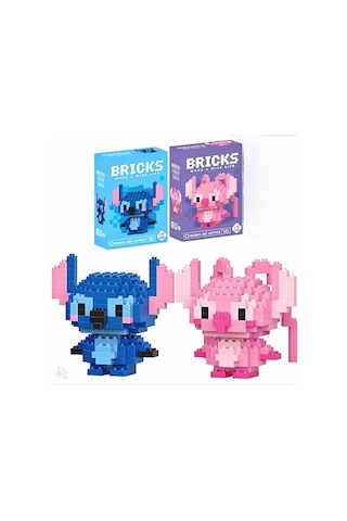 Stitch Ve Angel Figür Yapboz Puzzle 2'li Set Hobi Hediye Masaüstü