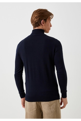 Erkek Tam Balıkçı Boğazlı Triko Lacivert Slim Fit Pamuklu Sık Örme Kazak Ncs Jeans 3003 Lacivert