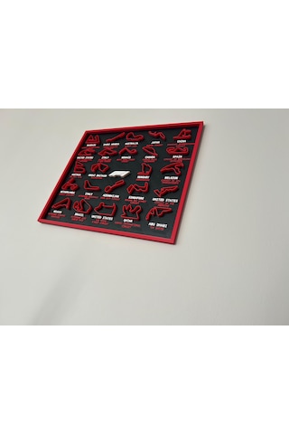F1 Pistleri 3d Çerçeve - Formula 1 Yarış Pisti Dekoratif Tablo Siyah