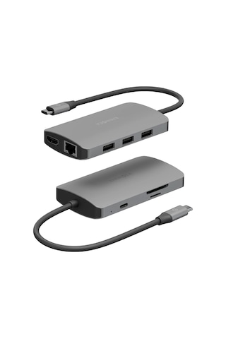 Aluhub Hd Pro 2 100w Type-c Pd Şarj Destekli 8in1 4k Hub Dönüştürücü - Koyu Gri
