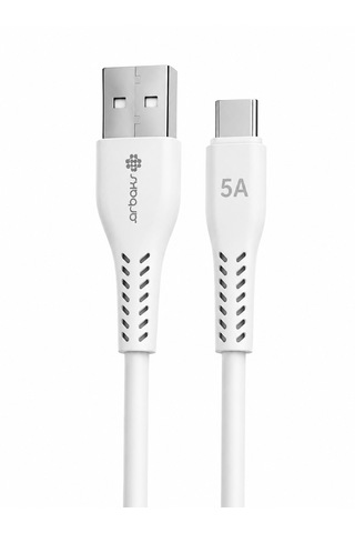 Arbaks Usb Type-c Hızlı Şarj Kablosu 5a Hızlı Veri Aktarım Kablosu 1 Metre Beyaz