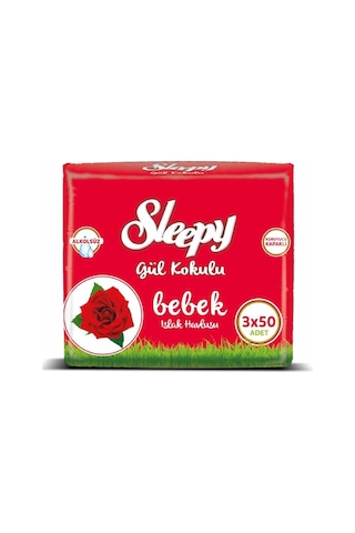Sleepy Gül Kokulu Bebek Islak Havlusu 3'Lü Paket 150'Li