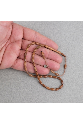 Kuka Gerçek Doğal Lapisdo İmzalı Bilek Boy Arpa Kesim 4x8mm Tesbih Kahverengi