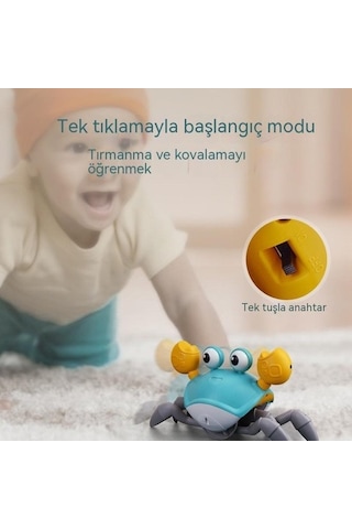 Luckystars Müzikli ve LED Işıklı Emekleyen Şarjlı Oyuncak Yengeç