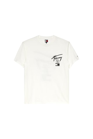 Tommy Jeans Erkek T Shirt Dm0dm22553 Ybl Beyaz Beyaz