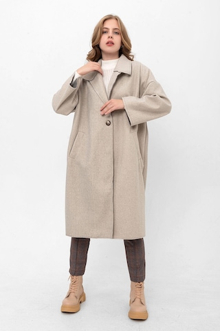 Pastelastore Oversize Kaşe Kaban 2116 Açık Gri