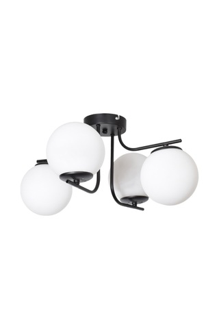 Lora Modern Tasarım Minimal Yatak Odası Salon Mutfak Oturma Odası Camlı 4 Lü Avize Siyah