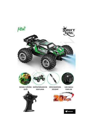 Welcomein Oyuncak 2.4 Ghz Uzaktan Kumandalı Şarjlı Led Işıklı Drift Atan 20 Km Hız Yapan Off Road Araba