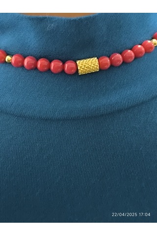 Fy Doğaltaş 6mm 1 Kalite Mercan Kolye Zirkon Sallantılı Kırmızı