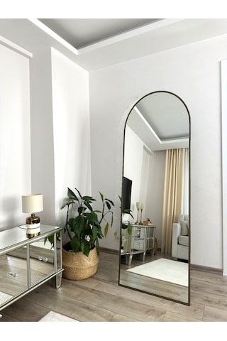 Effe 180x60 Cm Oval Model Eskitme Metal Çerçeveli Ayaklı Boy Aynası