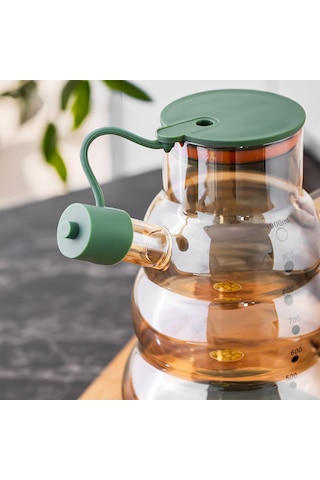 Porsima 3617 Kapaklı Borosilikat Cam Yağlık Sirkelik Yağdanlık 1000ml Yeşil Yeşil