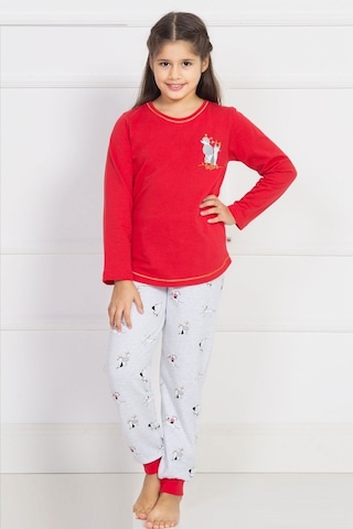 Vienetta Kız Çocuk O Yaka Manşetli Pijama Takım 4396,3-7 Yaş