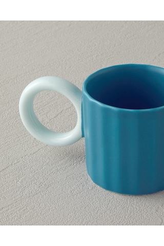 English Home Angled New Bone China 2 Parça 2 Kişilik Kahve Fincan Takımı 90 Ml Turkuaz Turkuaz