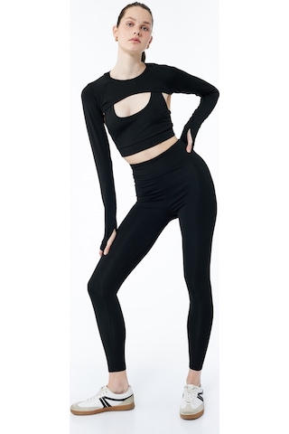 Koton Yüksek Bel Slim Fit Uzun Basic Spor Tayt Siyah 6wak40053nk SiYAH