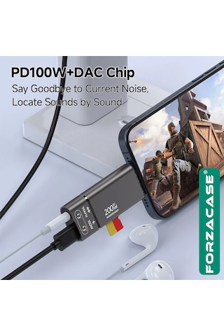 Forzacase 4in1 Taşınablilir Type-c To 3.5mm Aux , 100w Pd Ve Tf Kart Okuyucu Çevirici Adaptör - Fc1167