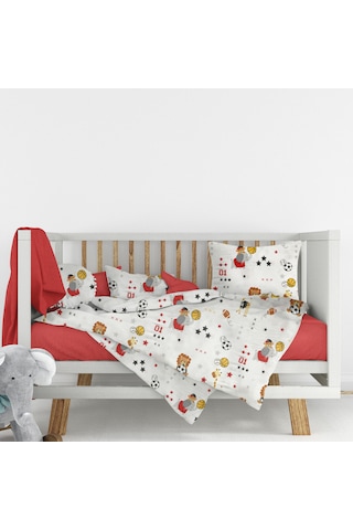 Flanel Pazen Kumaşından %100 Pamuklu Bebek Nevresim Takımı 100x150 Kırmızı