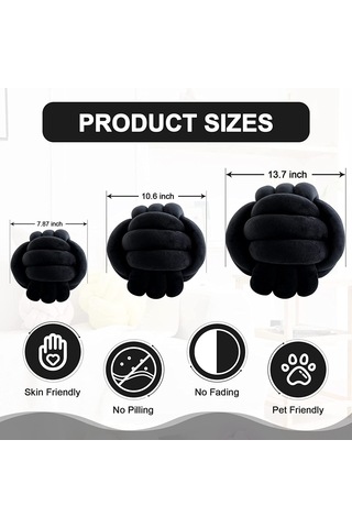 Lemestar Siyah Düğümlü Yumuşak Yastık - 20cm, Mutfak/koltuk/ Araba Dekoratif Yedek, Çocuk Hediyesi, Pp Pamuk Dolgulu Siyah