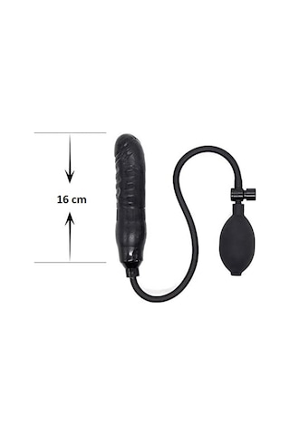 Lilitu Shop BDM1816 Şişebilen Pompalı Damarlı Anal Plug Siyah