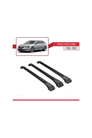 Skoda Superb Combı 2015-2020 Arası İle Uyumlu Ace-1 Ara Atkı Tavan Barı Siyah 3 Adet Bar