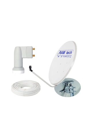 70 Cm Ofset Çanak Anten Full Set Montaj Ayağı Çiftli Lnb 25 Met