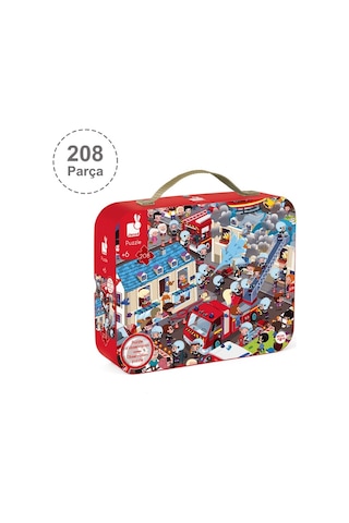 Janod 208 Parça Çantalı Yuvarlak Puzzle Ve Bulmaca Itfaiyeci