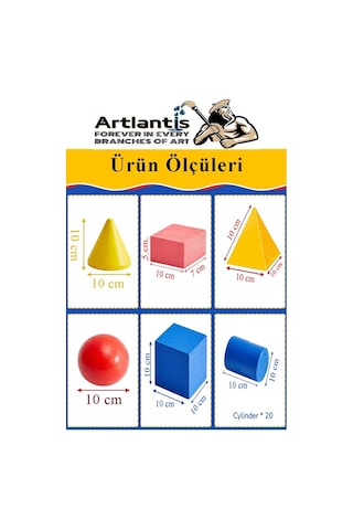 Geometrik Cisimler Ve Şekiller Büyük Boy 1 Paket Matematik Ders Materyali 10 Cm 6 Parça Prizma Küp Silindir Küp Koni