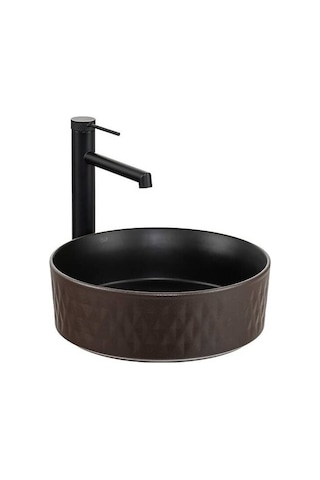 Lena - Tezgah Üstü Porselen Lavabo - E-w5001ks- Siyah