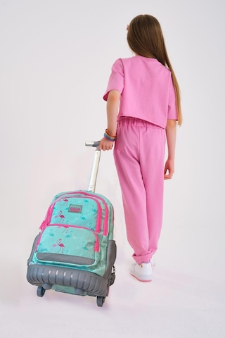 Coral High Kids Flamingo Desenli, Su Yeşili Renkli, İki Kademeli Çekçekli, Sırt Ve Okul Çantası 24022