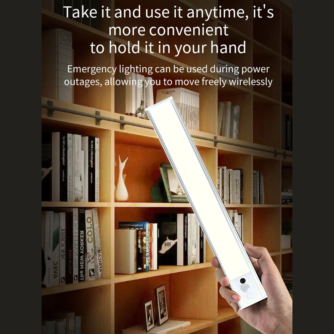 Folinda 40cm Gümüş Ultra İnce Led Gece Lambası - Vücut Ve El Fırçalama Algılama, Üç Renk, Sürekli Parlaklık Ayarı, Otomatik Kapatma Diğer