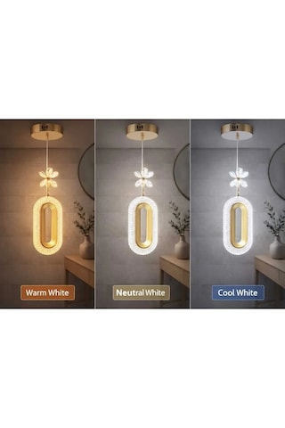 Bohem Aydınlatma Elips Tekli Sarkıt Gold 3 Renk Led Modern Avize Gold