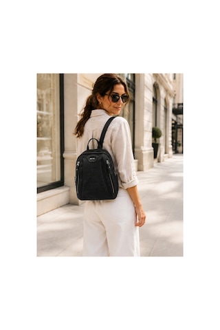 Just Polo Kadın Günlük Kullanıma Uygun Çok Bölmeli Sırt Çantası Ebat : 25 X 30 Cm Shopper Siyah