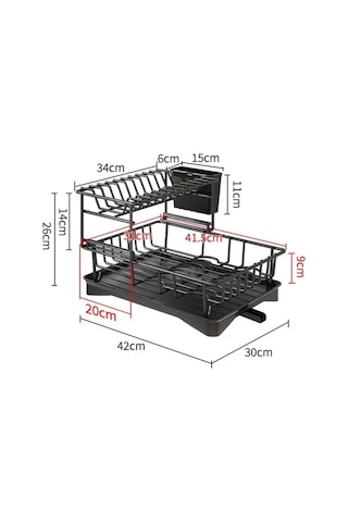 Ambition 2 Tier Çanak Kase Süzgeç Depolama Raf Mutfak Drenaj
