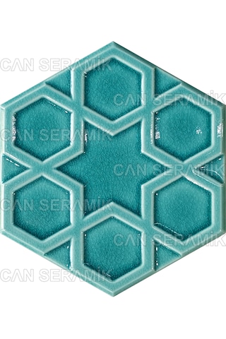 Can Seramik - 15x17 Cm. Kabartmalı Selçuklu Yıldızı Çini Karo N11.437
