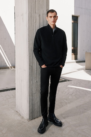 Anti-pilling Tüylenme Yapmayan Standart Fit Bato Yaka Soğuk Geçirmez Sweatshirt Polar Siyah