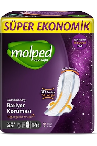 Molped Supernight Yoğun Günler & Gece (Süper Gece) 14'Lü 4 Adet Molped Super Gece 14