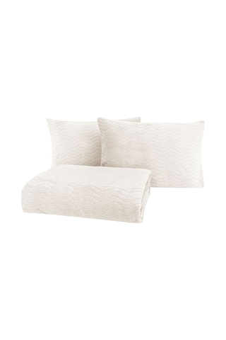 Yataş Dazel Çift Kişilik Battaniye Yatak Örtüsü Seti 240x225 CM - Ekru