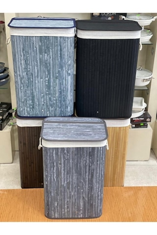 Sever Bambu Çamaşır Sepeti Dikdörtgen 33279 Gri Diğer