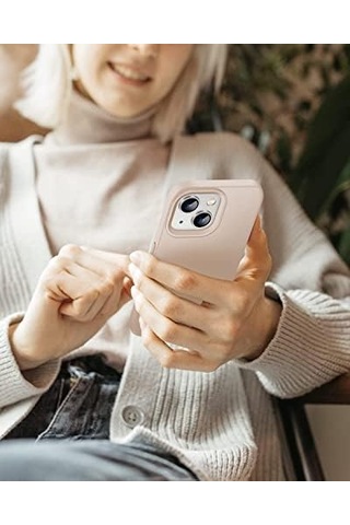 Apple iPhone Uyumlu 14 Kılıf 6.1 Içi Kadife Lansman Silikon Kılıf Şok Emici Full Kasa Koruma Sağlayan Kılıf - Liquid Silicone Case Compatible With Apple iPhone Uyumlu 14 6.1 İnch Gel Rubber Full Body Protection Cover Case Drop Protection Case Pudra