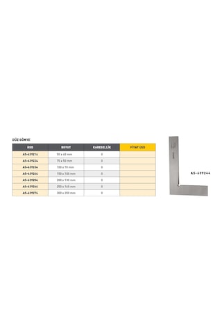 Fett 250x 165mm Asimeto Metal Düz Gönye As-639264