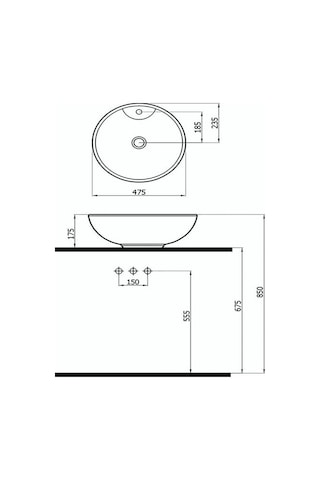 Newarc 5010 Çanak Tezgah Üstü Lavabo