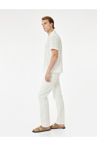 Koton Normal Bel Cepli Straight Fit Jean Pantolon - Mark Jean Beyaz 5sam40189nd Beyaz