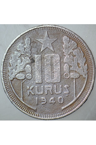 10 Kuruş 1940 İnönü Dönemi.