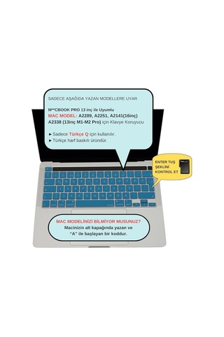 Macbook Pro Türkçe Q Klavye Koruyucu Eu Uk Iso Enter A2338 M1 M2 A2251 A2289 A2141 Uyumlu İnce Siyah Silikon Keyboard