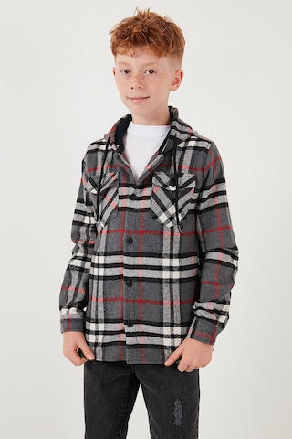 Lela Kapüşonlu Çift Cepli Ekoseli Oduncu Erkek Çocuk Gömlek Cf25W81786 Antrasit
