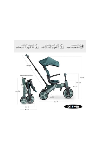 4in1 Katlanabilir Bisiklet, 360 Dönebilen Koltuk Ve Akıllı Fren Açık Mavi