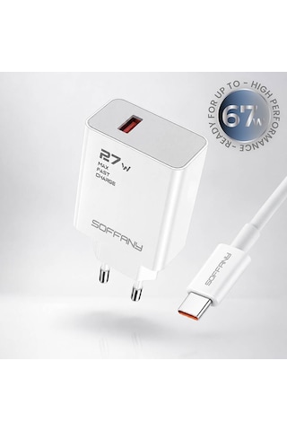 Sy-027 27w Hızlı Şarj Adaptörü - Type-c Kablolu - 67w Destekli Te Sy-027 27w Hızlı Şarj Adaptörü - Type-c Kablolu - 67w Destekli Te