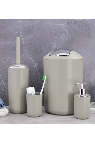 Banyo Aksesuar Seti, Çöp Kovası Seti Bej